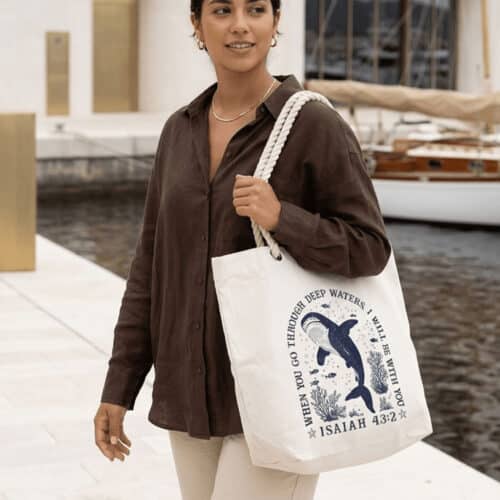 Bolso Tote Cristiano Isaías 43:2 – “Yo Estaré Contigo” | Bolsa de Fe Elegante